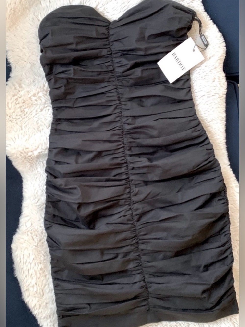 BARDOT Black Strapless Mini Dress Ruched Bodycon